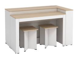 Vente-unique Kitchen Island Set + 2 Stools - White & Light Natural - NUSICE in Light Oak - thumbnail 8
