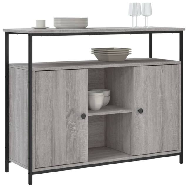 Berkfield Home Sideboard Grey Sonoma 100x35x80 cm Engineered Wood - Size: 100 x 35 x 80 cm - image 1