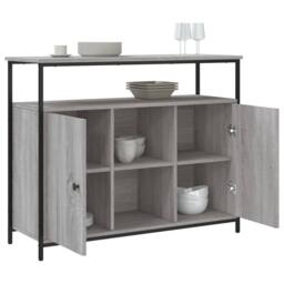Berkfield Home Sideboard Grey Sonoma 100x35x80 cm Engineered Wood - Size: 100 x 35 x 80 cm - thumbnail 4