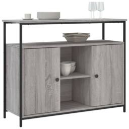 Berkfield Home Sideboard Grey Sonoma 100x35x80 cm Engineered Wood - Size: 100 x 35 x 80 cm - thumbnail 1