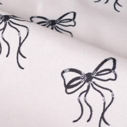 OHS Bows Print Microfibre Easy Care 25cm Deep Fitted Bed Sheet in White - Size: Double Fitted - thumbnail 4
