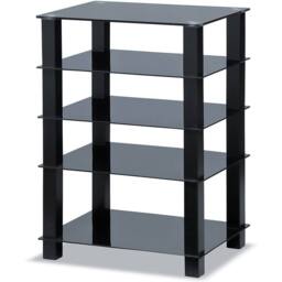Centurion Supports TRINITY Gloss Black 5 Shelf Flat Screen TV Rack Glass Stand - thumbnail 6