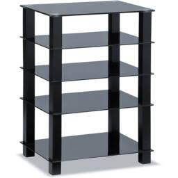 Centurion Supports TRINITY Gloss Black 5 Shelf Flat Screen TV Rack Glass Stand - thumbnail 4