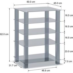 Centurion Supports TRINITY Gloss Black 5 Shelf Flat Screen TV Rack Glass Stand - thumbnail 7