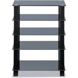 Centurion Supports TRINITY Gloss Black 5 Shelf Flat Screen TV Rack Glass Stand - thumbnail 5