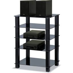 Centurion Supports TRINITY Gloss Black 5 Shelf Flat Screen TV Rack Glass Stand - thumbnail 3