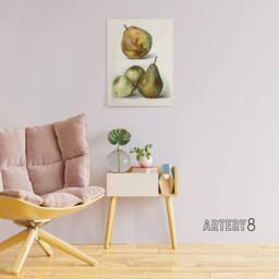 "Artery8 Pear Varieties Vintage Fruit Illustration Wright Canvas Wall Art Print in White - Size: W12"" x H16""" - thumbnail 3