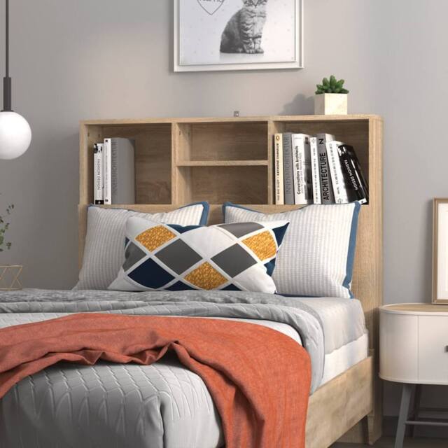 Berkfield Home Headboard Cabinet Sonoma Oak 100x19x103.5 cm in Brown - image 1