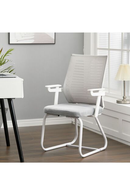 Living and Home Ergonomic Mesh Office Chair with Armrests and Padded Seat in Grey - image 1