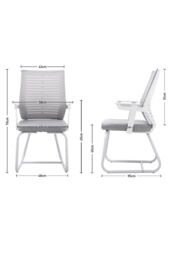 Living and Home Ergonomic Mesh Office Chair with Armrests and Padded Seat in Grey - thumbnail 4