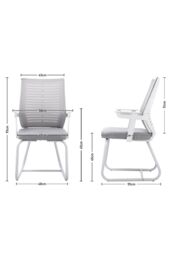 Living and Home Ergonomic Mesh Office Chair with Armrests and Padded Seat in Grey - thumbnail 8