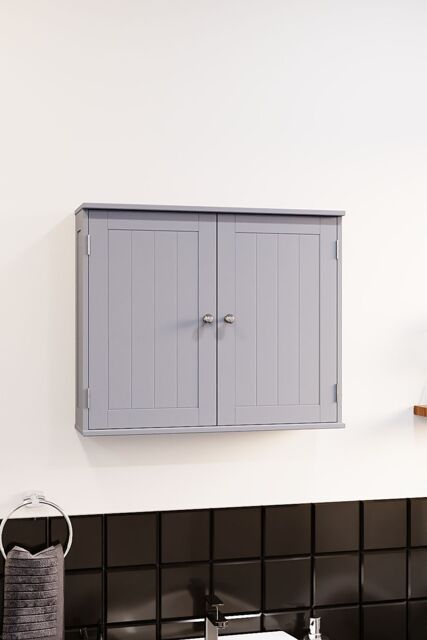 Home Discount Bath Vida Priano 2 Door Wall Cabinet With Shelves Bathroom Storage in Dark Grey - image 1
