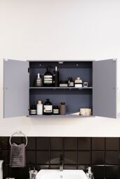 Home Discount Bath Vida Priano 2 Door Wall Cabinet With Shelves Bathroom Storage in Dark Grey - thumbnail 5