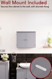 Home Discount Bath Vida Priano 2 Door Wall Cabinet With Shelves Bathroom Storage in Dark Grey - thumbnail 4