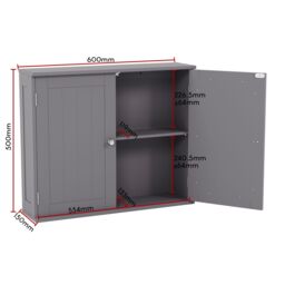 Home Discount Bath Vida Priano 2 Door Wall Cabinet With Shelves Bathroom Storage in Dark Grey - thumbnail 2