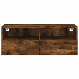 Berkfield Home TV Wall Cabinet Smoked Oak 80x30x30 cm Engineered Wood in Brown - Size: 80 x 30 x 30 cm - thumbnail 8