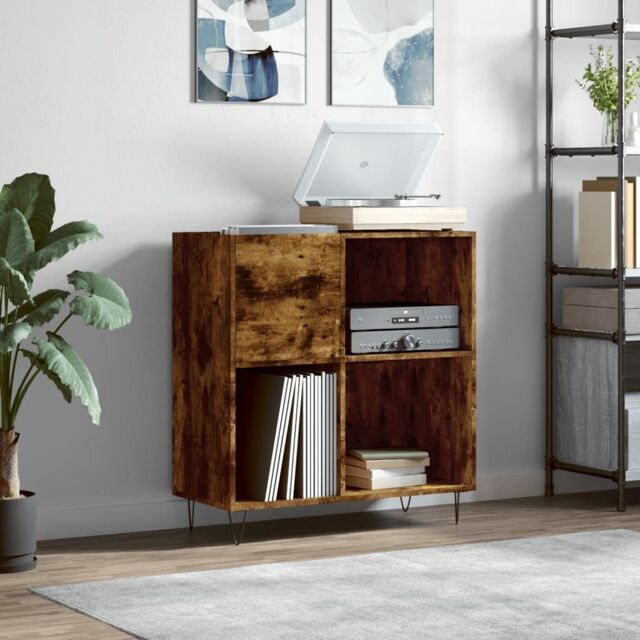Berkfield Home Record Cabinet Smoked Oak 84.5x38x89 cm Engineered Wood in Brown - image 1