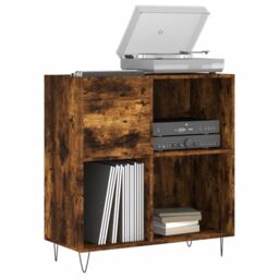 Berkfield Home Record Cabinet Smoked Oak 84.5x38x89 cm Engineered Wood in Brown - thumbnail 3