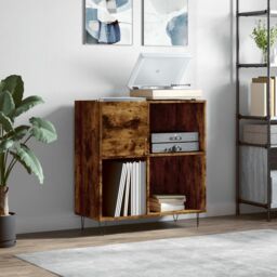 Berkfield Home Record Cabinet Smoked Oak 84.5x38x89 cm Engineered Wood in Brown - thumbnail 1