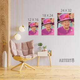 "Artery8 Joel Rouse Queen Elizabeth II Photograph Canvas Wall Art Print in Pink - Size: W18"" x H24""" - thumbnail 4