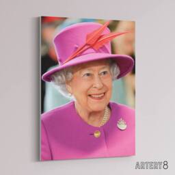 "Artery8 Joel Rouse Queen Elizabeth II Photograph Canvas Wall Art Print in Pink - Size: W18"" x H24""" - thumbnail 2