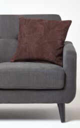 Homescapes Real Leather Suede Cushion with Feather Filling in Chocolate - Size: 45 cm x 45 cm - thumbnail 4