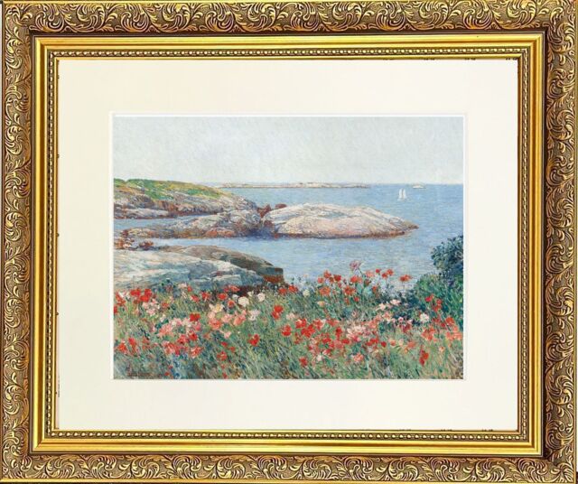 "Frames & Mirrors 4U Poppies Mounted & Framed Print in Gold Dahlia Frame 11 x 9 Inch - Size: W11"" x H9""" - image 1
