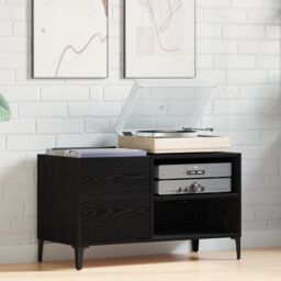 Berkfield Home Record Cabinet Black Oak 84, 5x38x48 cm Engineered Wood - Size: 5 x 38 x 48 cm