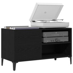 Berkfield Home Record Cabinet Black Oak 84, 5x38x48 cm Engineered Wood - Size: 5 x 38 x 48 cm - thumbnail 3