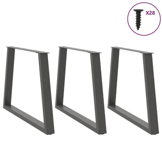 Berkfield Home Modern Dining Table Legs V-Shape 3 pcs Anthracite 100x(72-73.3) c in Dark Grey - image 1