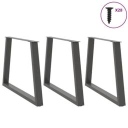 Berkfield Home Modern Dining Table Legs V-Shape 3 pcs Anthracite 100x(72-73.3) c in Dark Grey - thumbnail 1