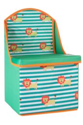 Orsina Lion Design Kids Storage Seat, Easy to Maintain Children Bedroom Seat, Adjustable Playroom Seat in Green - thumbnail 3