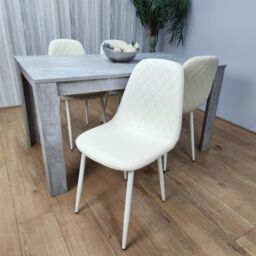 KOSY KOALA Wooden Rectangle Dining Table Set - Dining Table with Set of 4 Cream Chairs - Dining Room Furniture in Brown - thumbnail 5