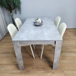 KOSY KOALA Wooden Rectangle Dining Table Set - Dining Table with Set of 4 Cream Chairs - Dining Room Furniture in Brown - thumbnail 2