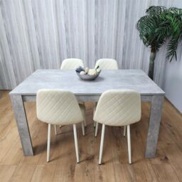 KOSY KOALA Wooden Rectangle Dining Table Set - Dining Table with Set of 4 Cream Chairs - Dining Room Furniture in Brown - thumbnail 3