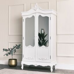 Melody Maison Large Double Wardrobe, Dressing Table Set & Pair Of 3 Drawer Bedside Tables - Pays Blanc Range in White - thumbnail 4