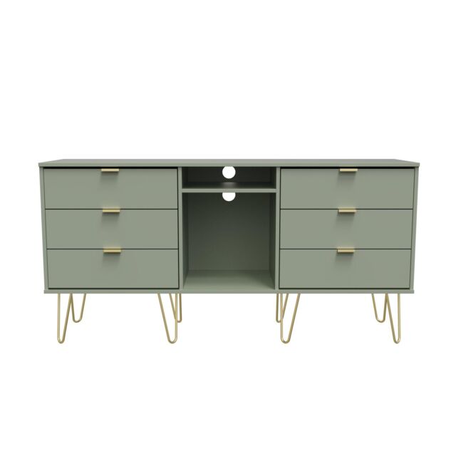 Ready Assembled 2 U Chevron 6 Drawer Sideboard (Ready Assembled) in Pale Green - image 1