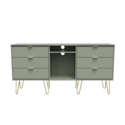 Ready Assembled 2 U Chevron 6 Drawer Sideboard (Ready Assembled) in Pale Green - thumbnail 1