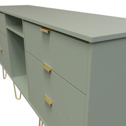 Ready Assembled 2 U Chevron 6 Drawer Sideboard (Ready Assembled) in Pale Green - thumbnail 4