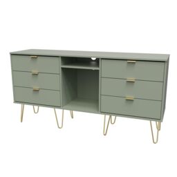 Ready Assembled 2 U Chevron 6 Drawer Sideboard (Ready Assembled) in Pale Green - thumbnail 3