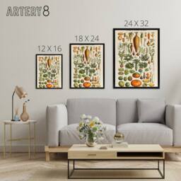 "Artery8 Millot Encyclopedia Page Vegetables Legumes Framed Canvas Wall Art Print - Size: W12"" x H16""" - thumbnail 4
