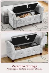 Home Discount Vida Designs Seville Storage Ottoman Velvet Fabric UKFR Furniture in Silver - thumbnail 7