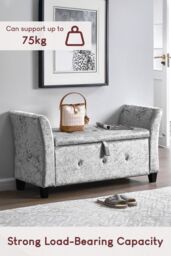 Home Discount Vida Designs Seville Storage Ottoman Velvet Fabric UKFR Furniture in Silver - thumbnail 4