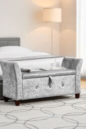 Home Discount Vida Designs Seville Storage Ottoman Velvet Fabric UKFR Furniture in Silver - thumbnail 1