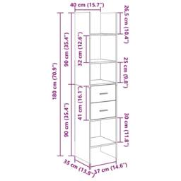 Berkfield Home Modern Book Cabinet Black 40x35x180 cm Engineered Wood - Size: 40 x 35 x 180 cm - thumbnail 8