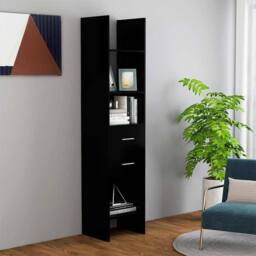 Berkfield Home Modern Book Cabinet Black 40x35x180 cm Engineered Wood - Size: 40 x 35 x 180 cm - thumbnail 2