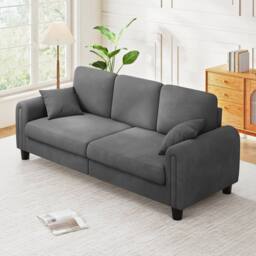 Dprodo Waffle Fabric Upholstered 3 Seater Sofa in Grey - Size: 2 Pack