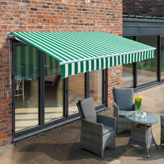 Primrose Awnings Electric Retractable Patio Awning Sun Canopy 3.0m x 2.5m in Light Green - image 1