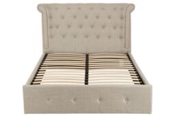 Orsina Contemporary Double Ottoman Bed, Elegant Winged Headboard in Grey - thumbnail 5