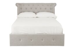 Orsina Contemporary Double Ottoman Bed, Elegant Winged Headboard in Grey - thumbnail 6